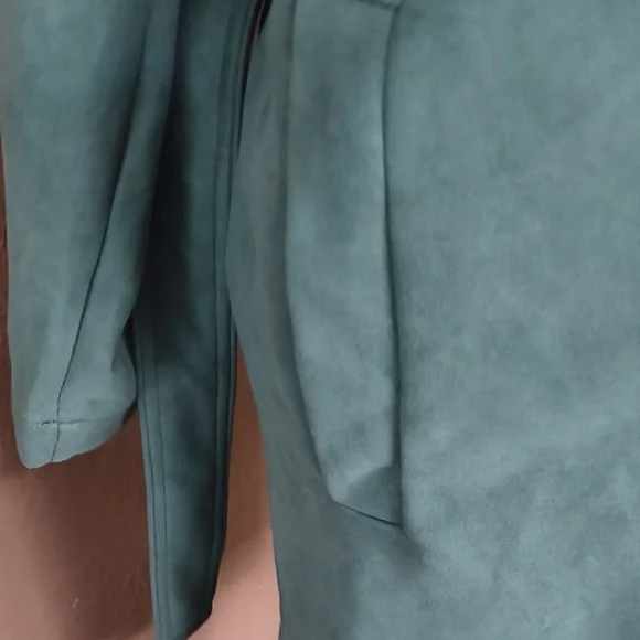 Elodie Belted Wrap Trench Coat Long Green XL - Picture 6 of 8